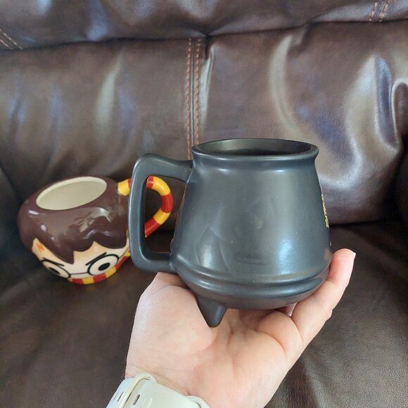 2 Harry Potter Ceramic 3D Face Figural Coffee Mug & Hufflepuff Cauldron EUC - Picture 10 of 12